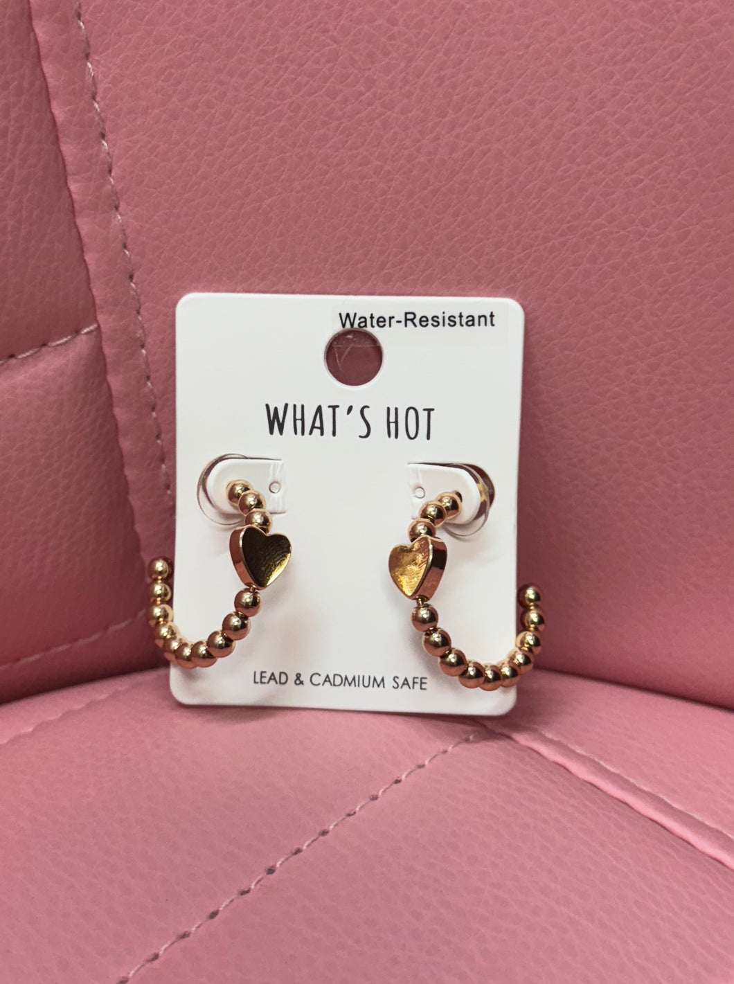 My Heart Gold Beaded Hoops