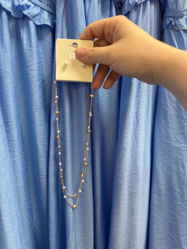 Gold Heart and Pearl Layered Necklace