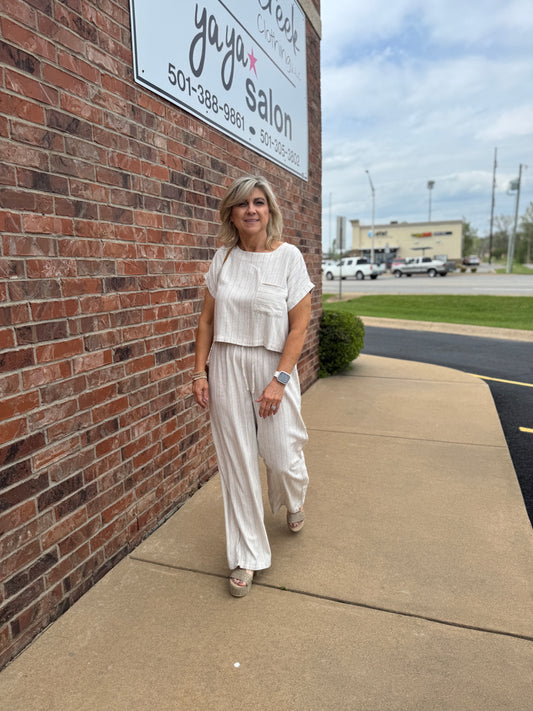 Linen Blend Pinstripe Set