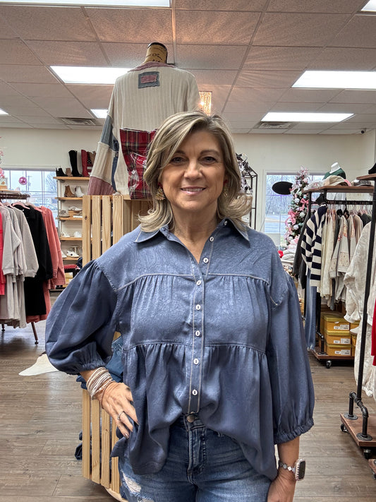 Sweet Satin Tiered Blouse