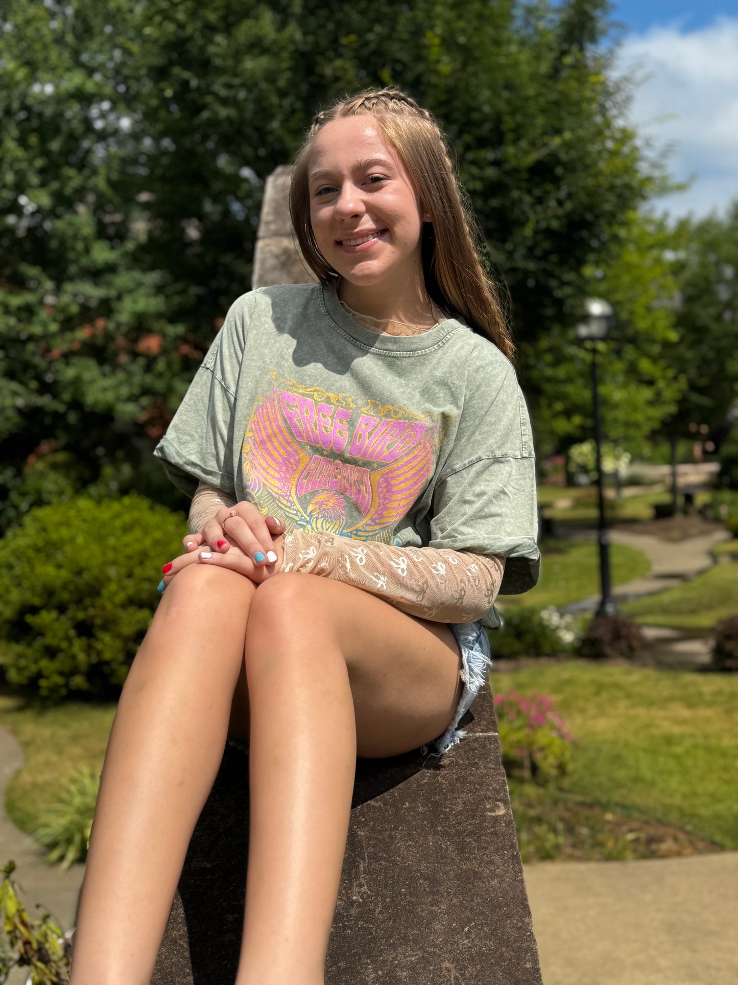 All Over Lace Bow Sheer Top