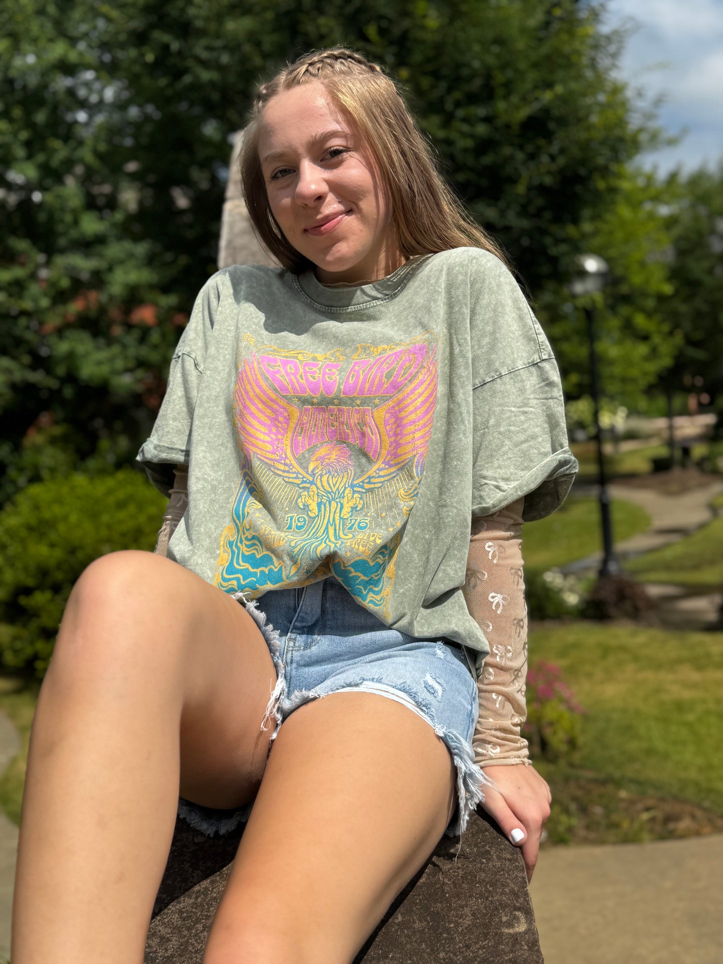 All Over Lace Bow Sheer Top