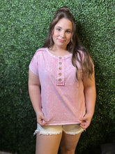 Load image into Gallery viewer, Henley Short Sleeve Knit Top
