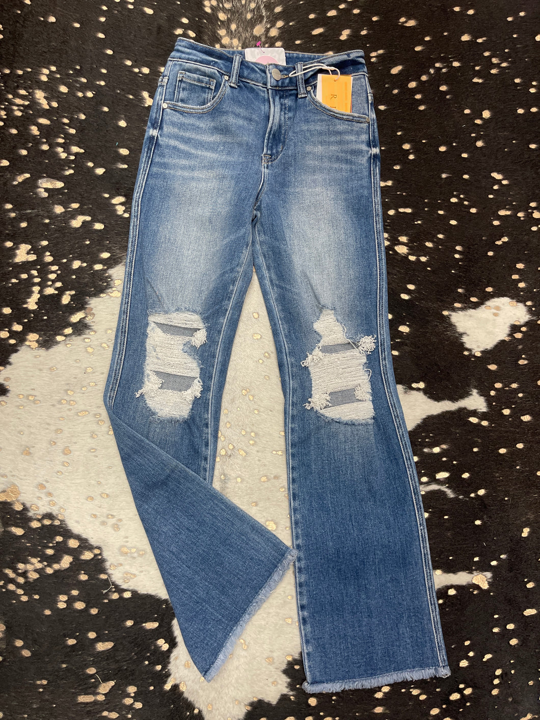 MR Cropped Flare Med Wash Jeans