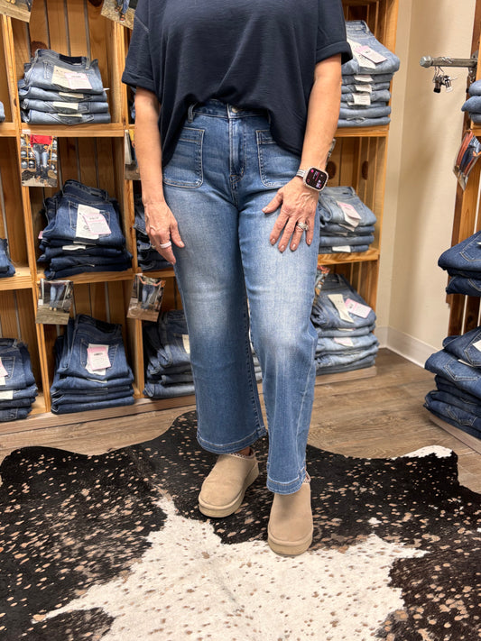 June HR Cropped Wide Leg Jeans