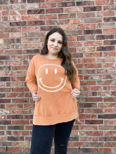 Load image into Gallery viewer, Smiley Face Printed Mineral Washed Sweatshirt