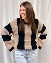 Load image into Gallery viewer, Color Block Striped Bell Sleeve Sweater