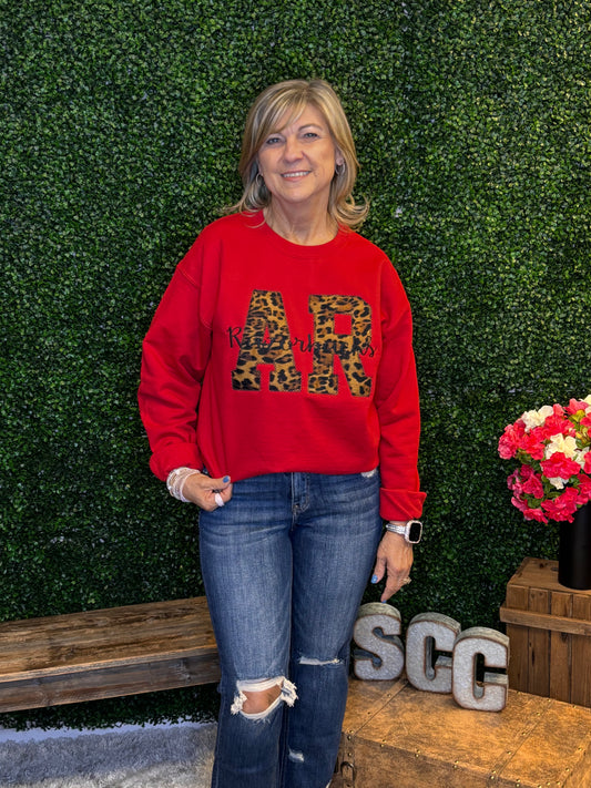 AR Leopard Varsity Applique Sweatshirt