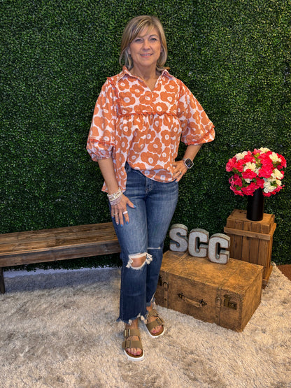 Bold Floral Popover Top