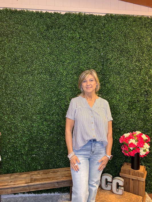 Classic Stripe V-Neck Top