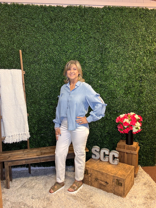 Bow Detail Denim Top