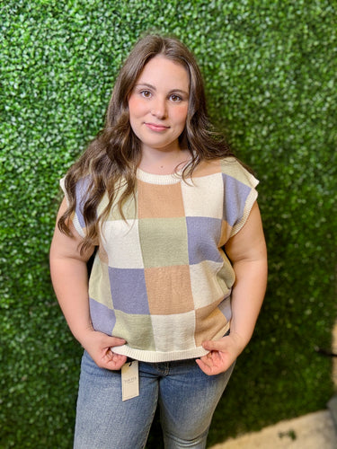 Sea Breeze Color Block Sleeveless Sweater