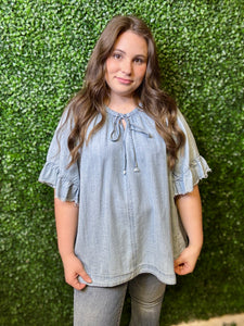 Josie Washed Chambray Top