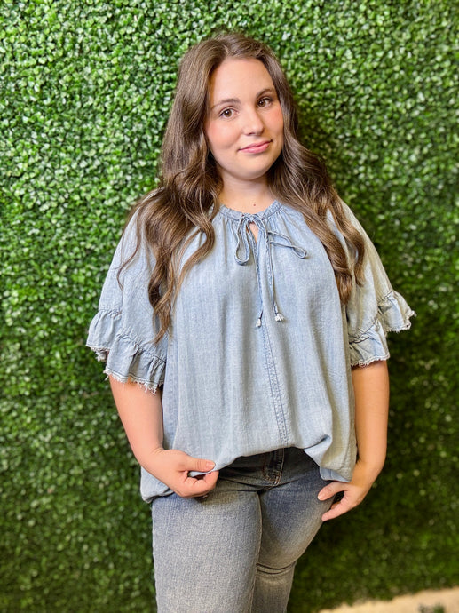 Josie Washed Chambray Top