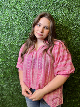 Load image into Gallery viewer, Embroidered Eyelet Split Neck Top