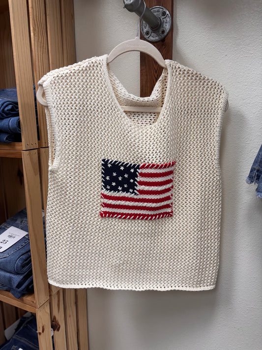 Stars & Stripes Open Knit Top