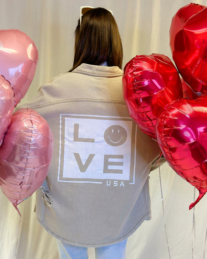 Mineral Washed Love Smile Jacket
