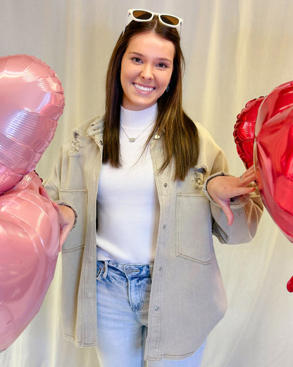 Mineral Washed Love Smile Jacket