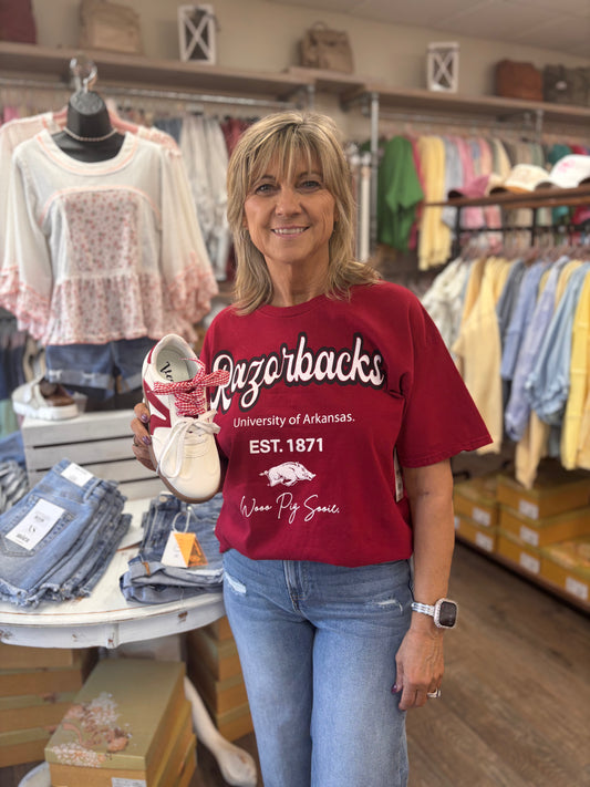 AR Razorback Letterman Tee