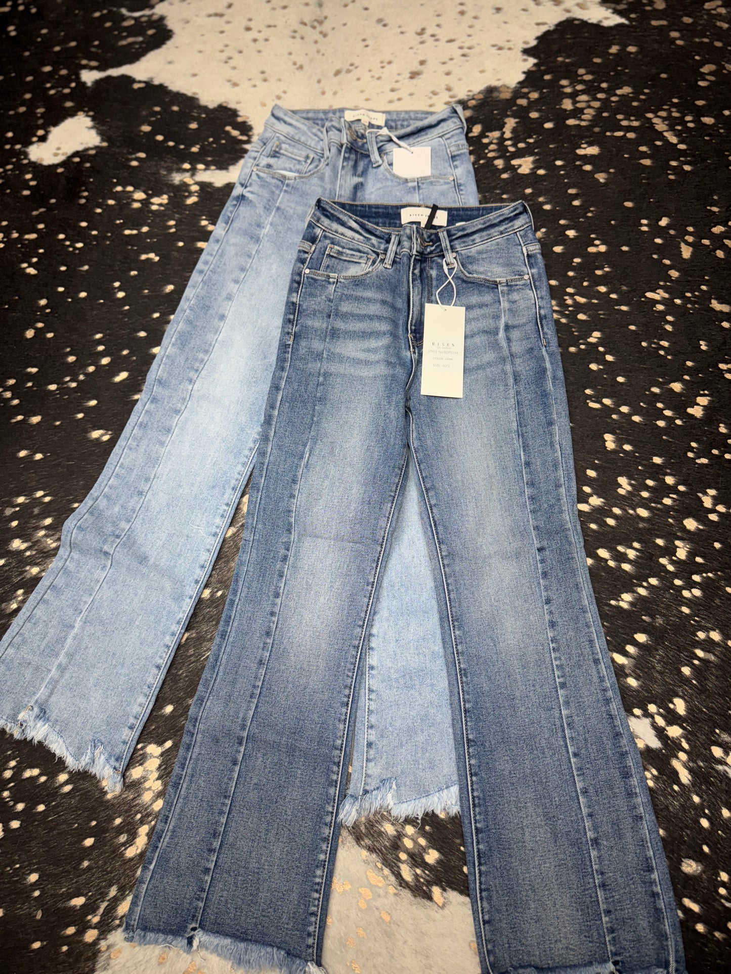 Sara HR Crop Flare Seam Detail Jeans