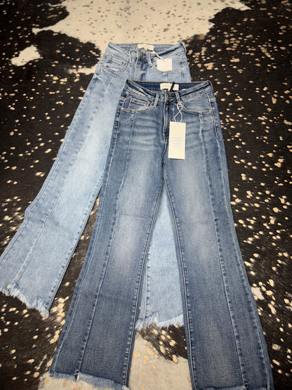 Sara HR Crop Flare Seam Detail Jeans