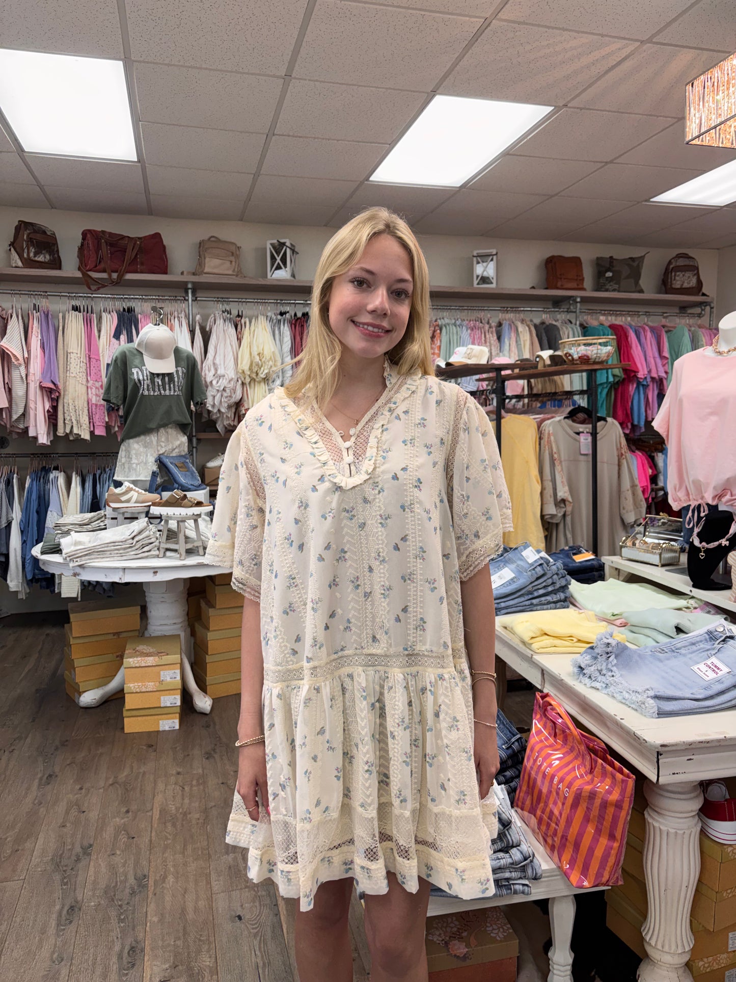 Laced in Blooms Cotton Dress