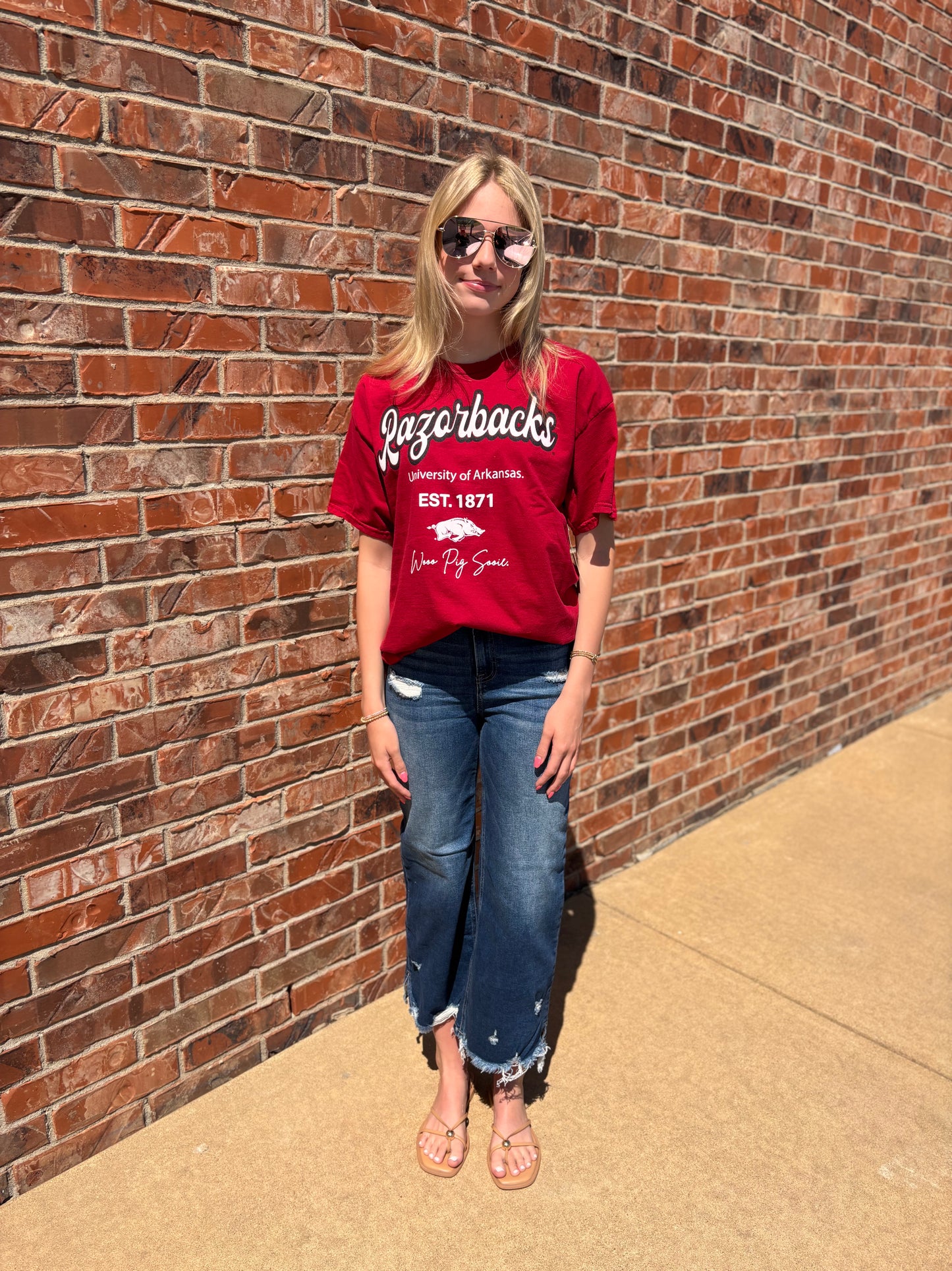 AR Razorback Letterman Tee