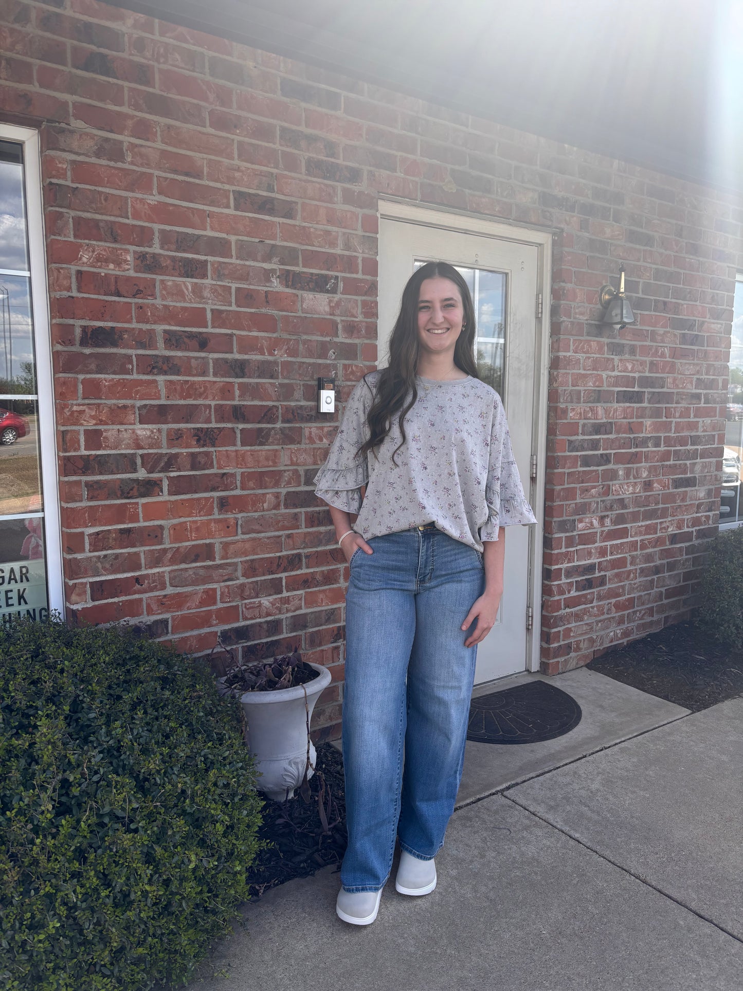 Subtle Ruffle Printed Top