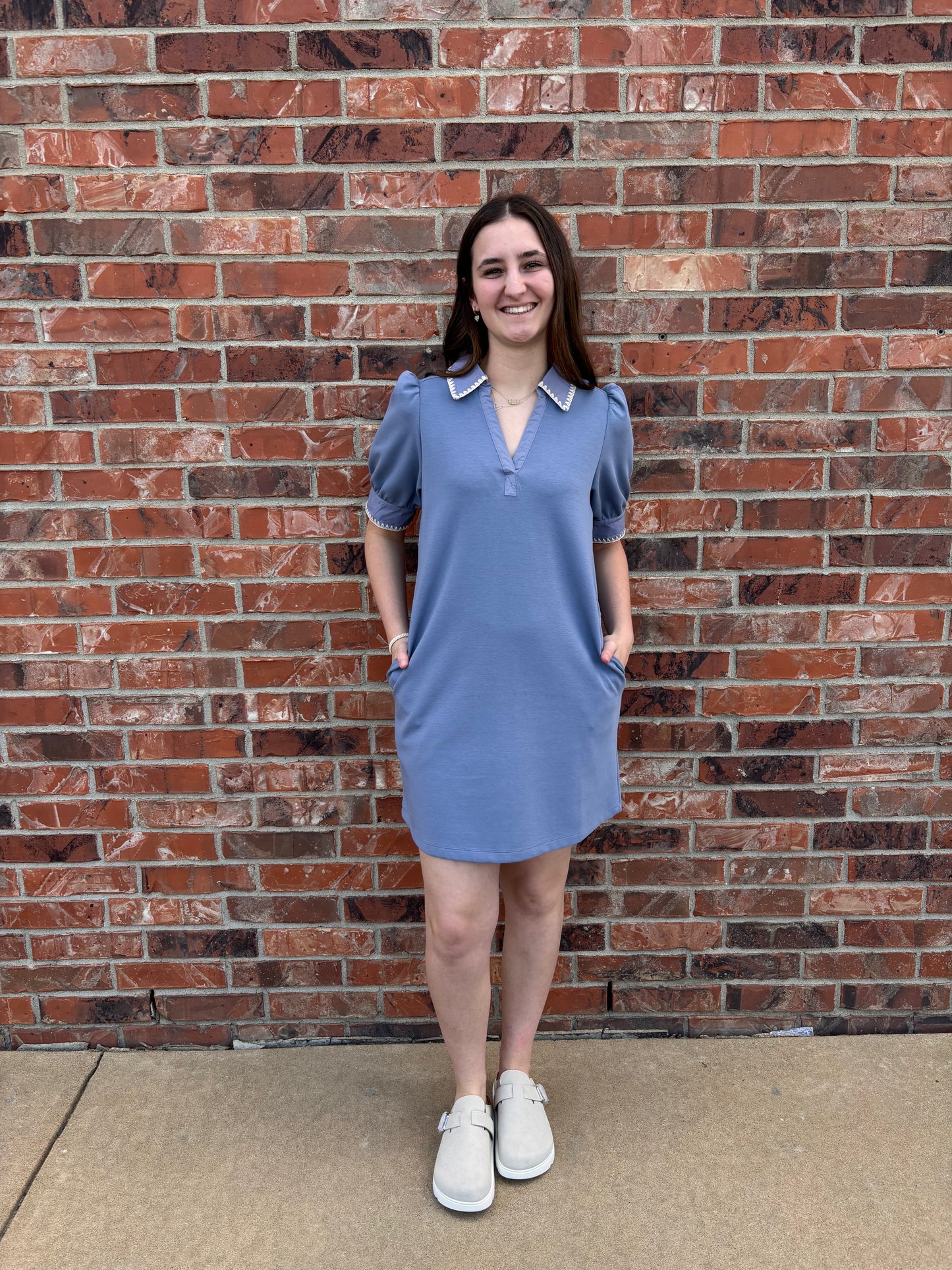 Contrast Collar Shift Dress
