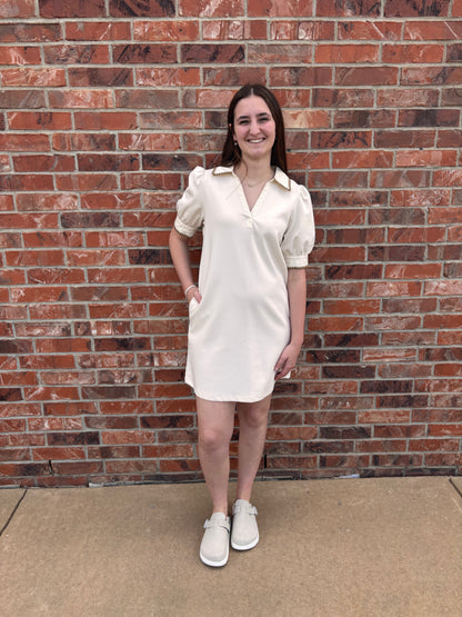 Contrast Collar Shift Dress