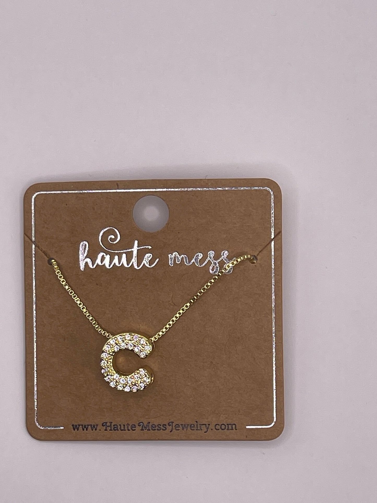 Gold Bubble Initial Pendant Necklace