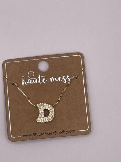 Gold Bubble Initial Pendant Necklace