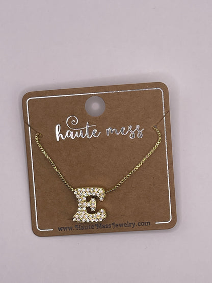 Gold Bubble Initial Pendant Necklace
