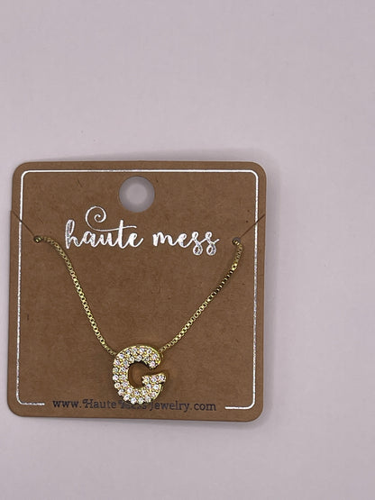 Gold Bubble Initial Pendant Necklace