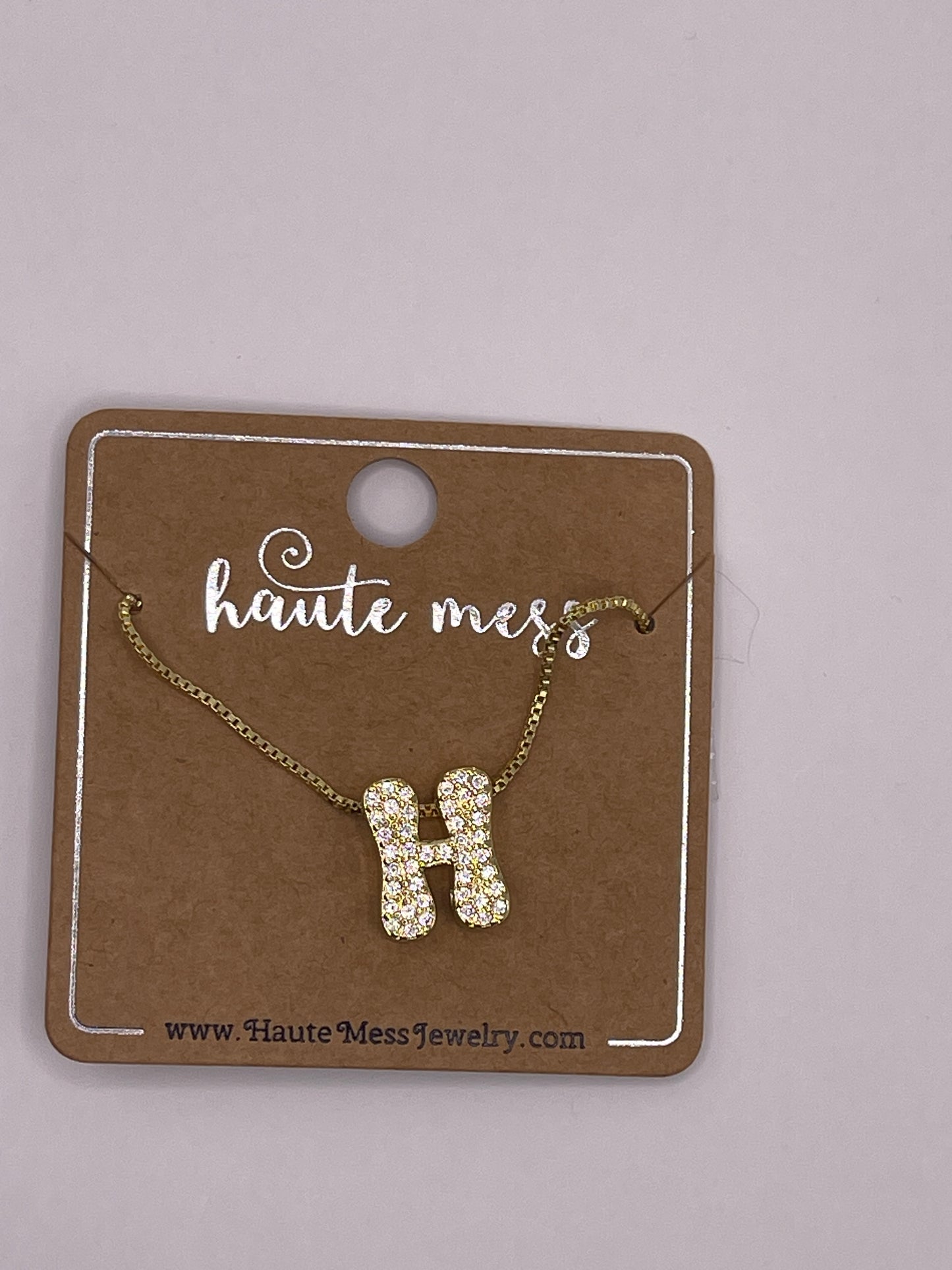 Gold Bubble Initial Pendant Necklace