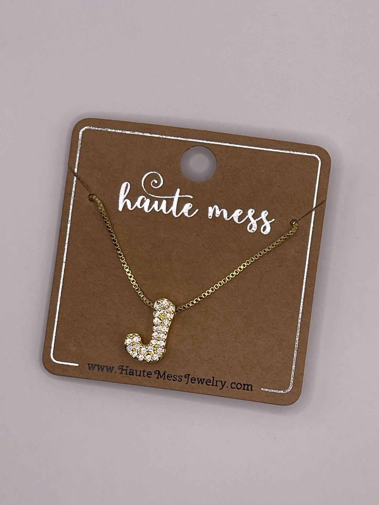 Gold Bubble Initial Pendant Necklace