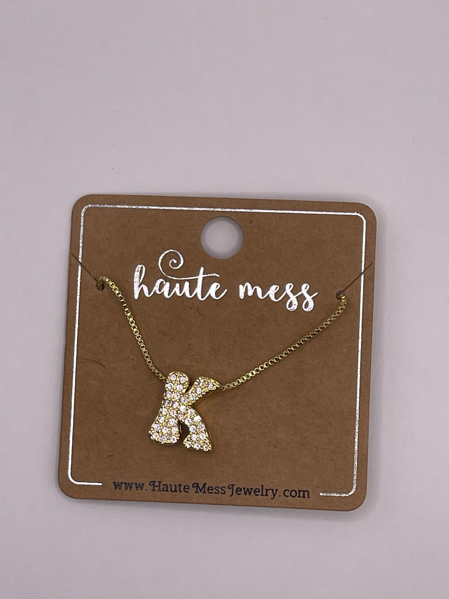 Gold Bubble Initial Pendant Necklace