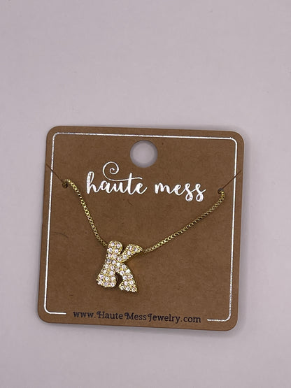 Gold Bubble Initial Pendant Necklace