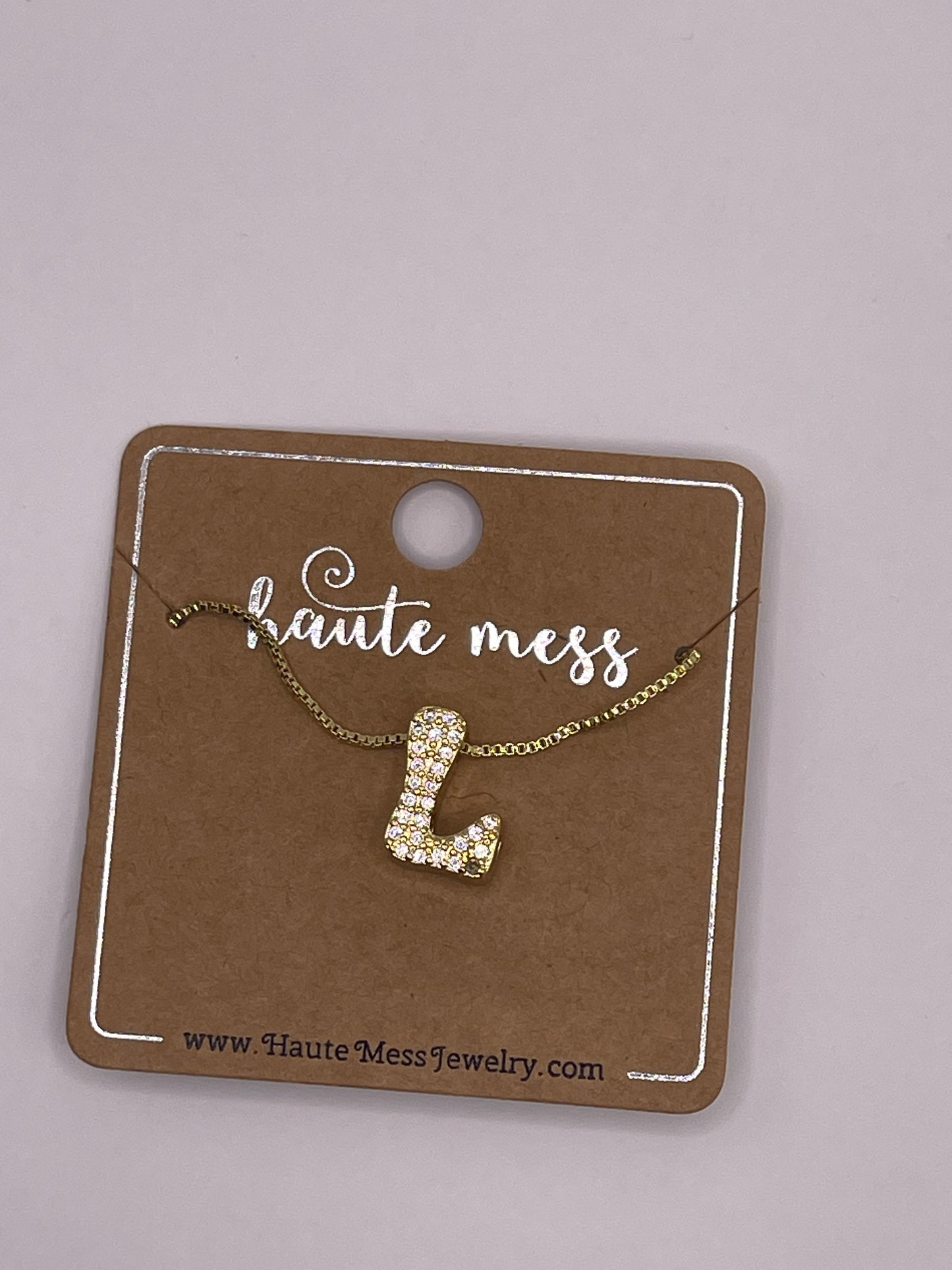 Gold Bubble Initial Pendant Necklace