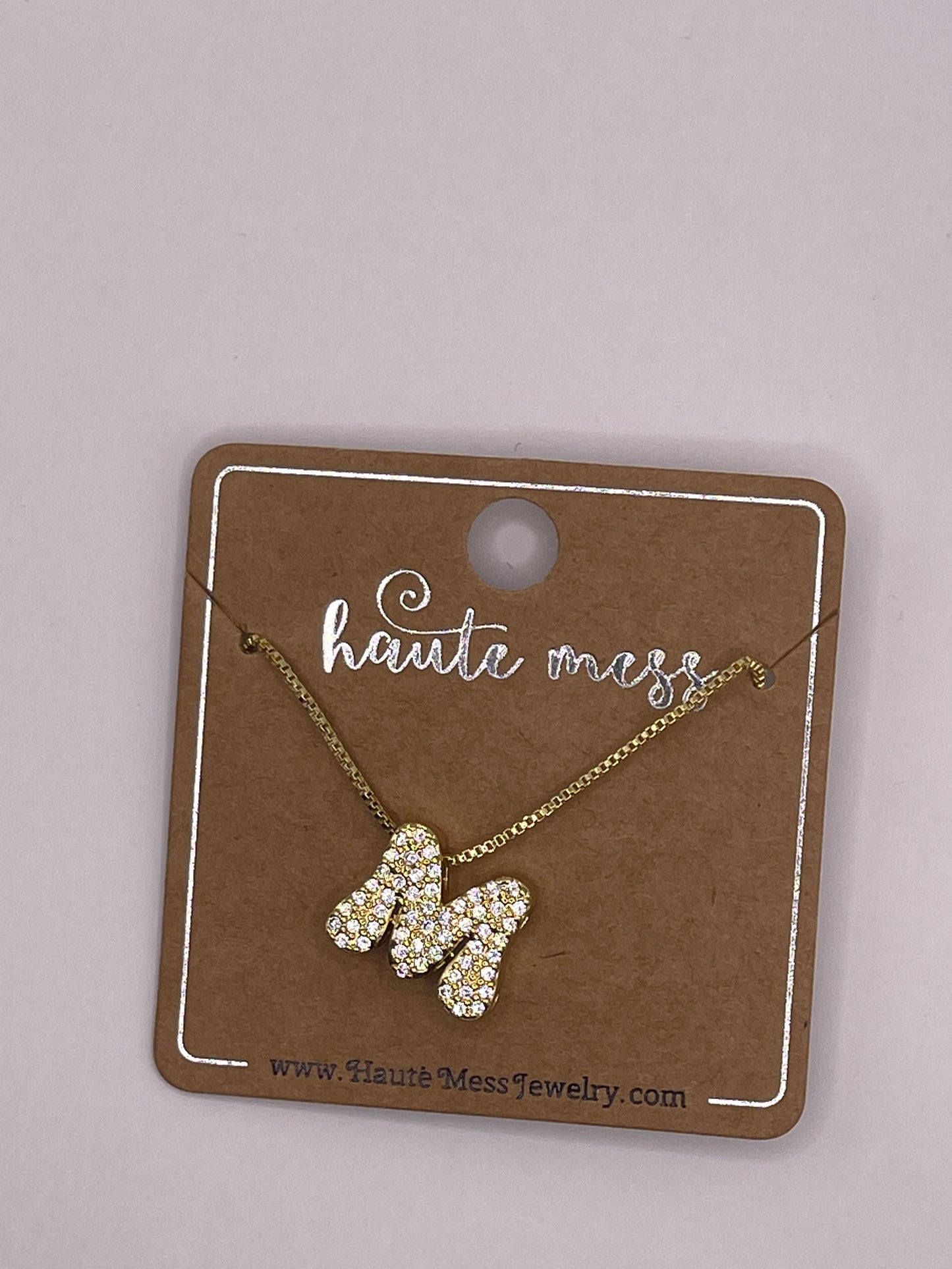 Gold Bubble Initial Pendant Necklace