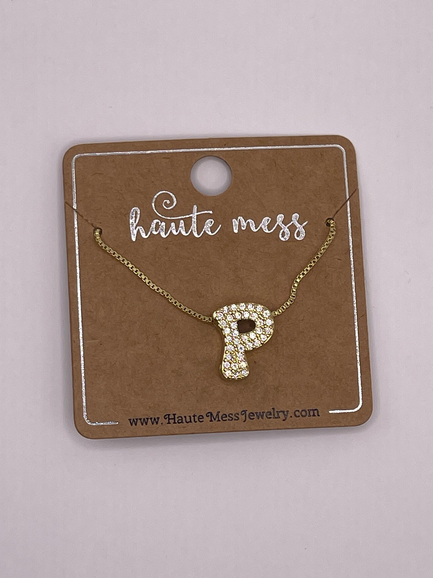 Gold Bubble Initial Pendant Necklace