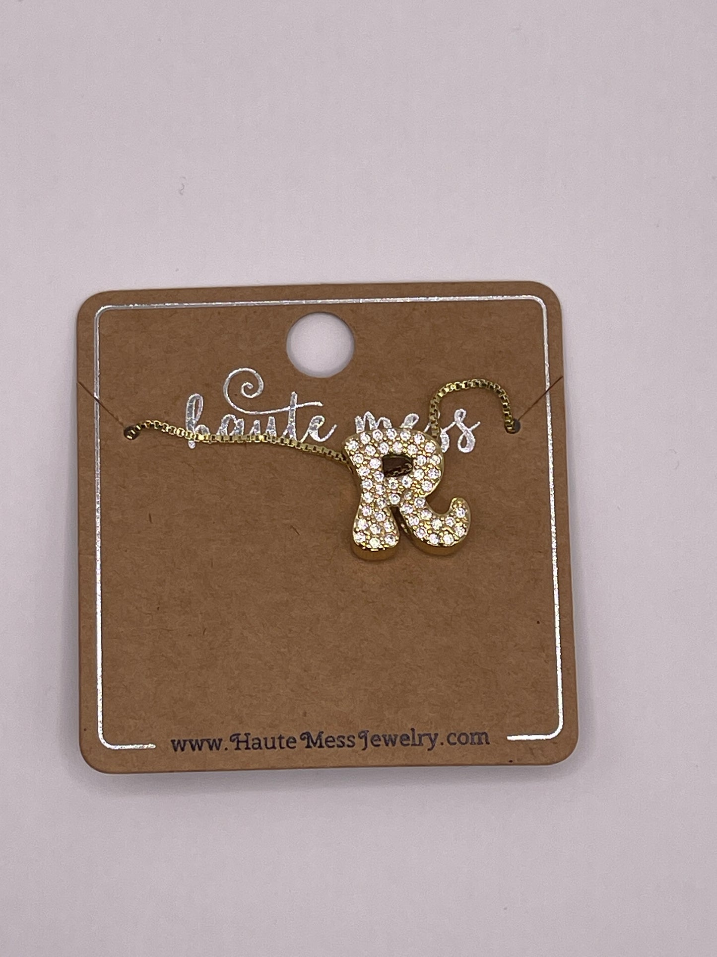 Gold Bubble Initial Pendant Necklace