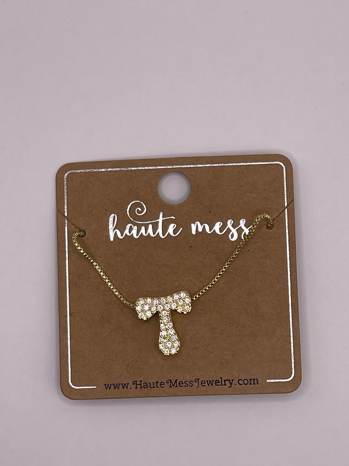 Gold Bubble Initial Pendant Necklace