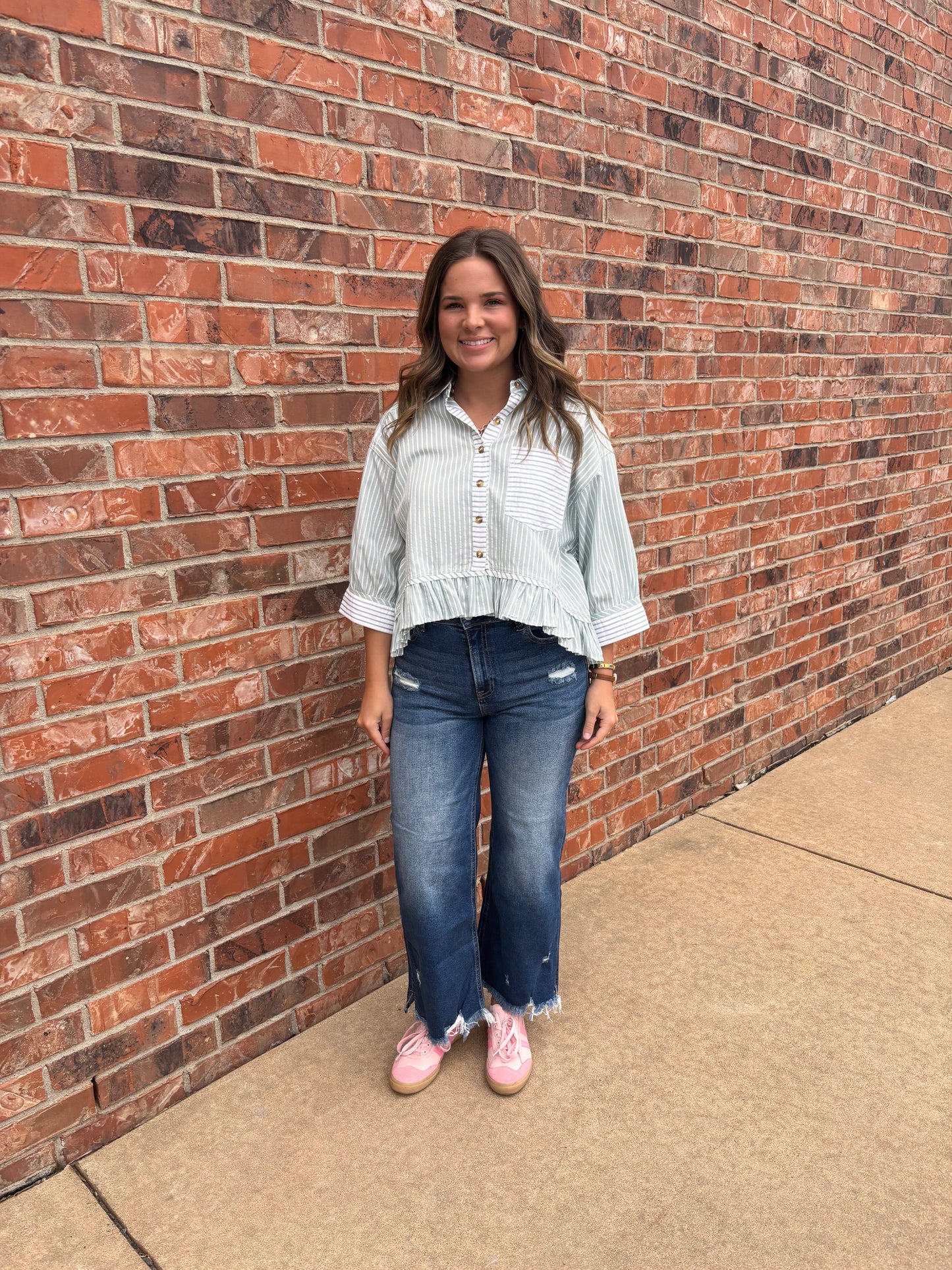 Sage Breeze Striped Top