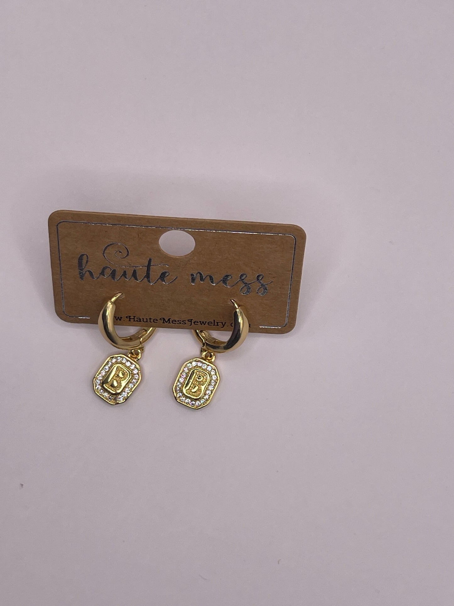 Gold Initial Pendant Earrings