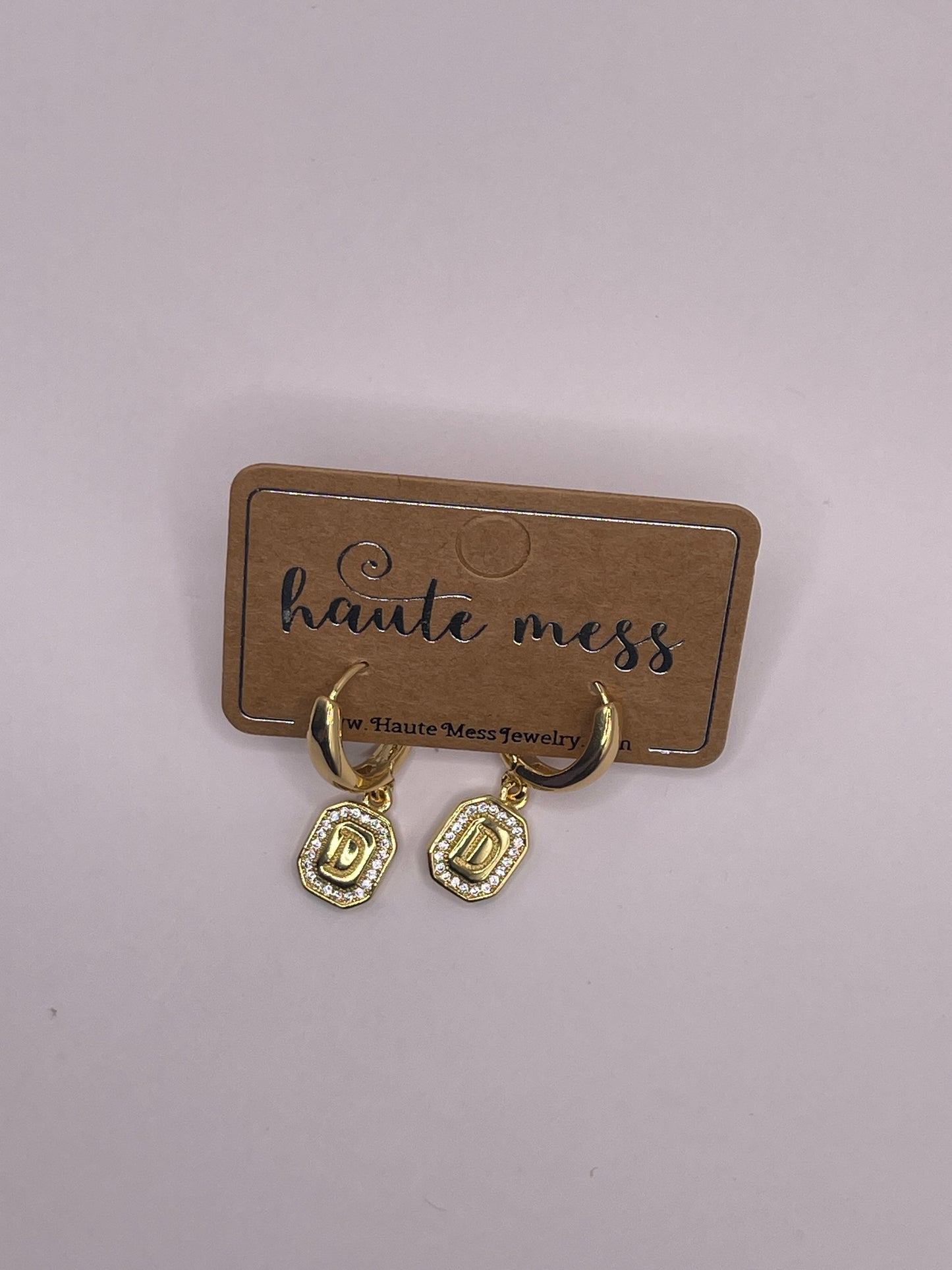 Gold Initial Pendant Earrings