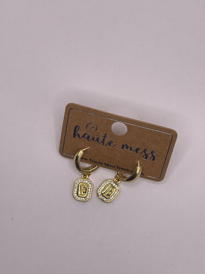 Gold Initial Pendant Earrings