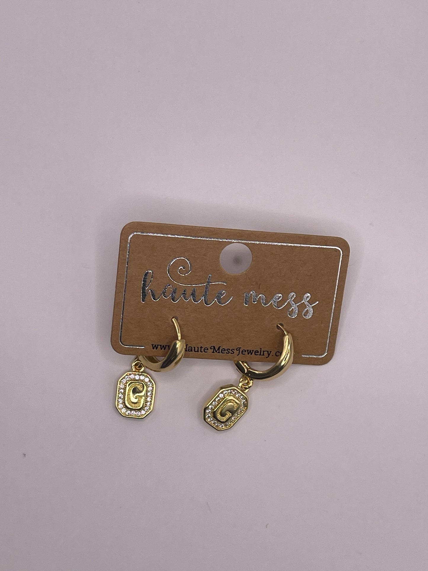 Gold Initial Pendant Earrings