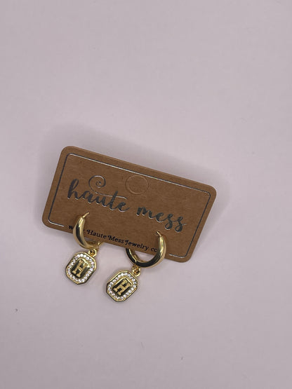 Gold Initial Pendant Earrings