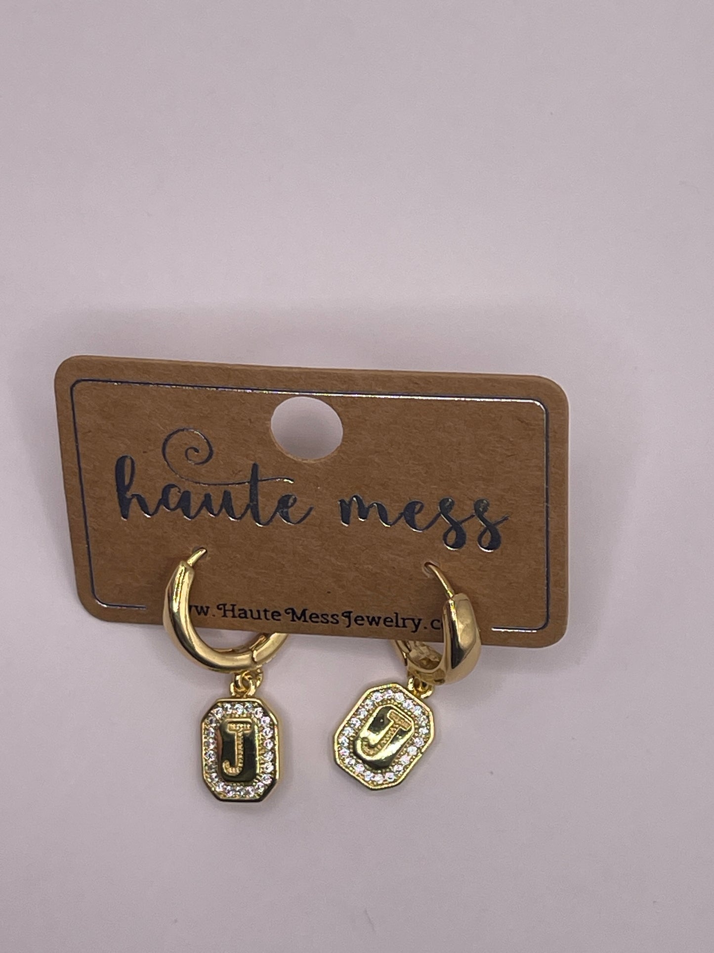 Gold Initial Pendant Earrings